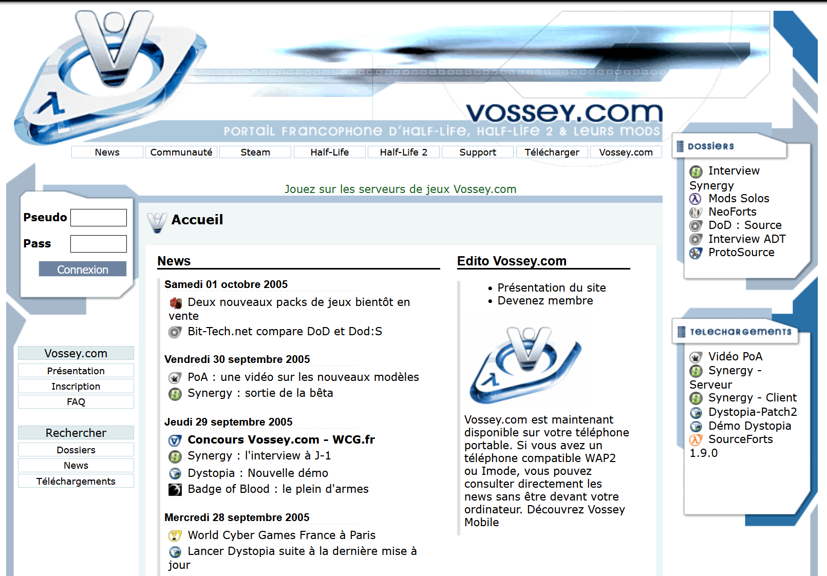 Version 2005 de Vossey.com